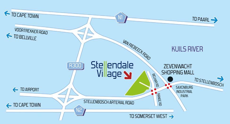!! Stellendale Village is located on the Stellenbosch Arterial close to:!! Zevenwacht Shopping Mall!! Cape Town Airport!