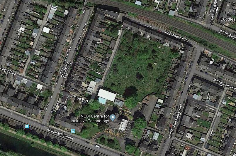 Extract from Google Maps 2018 showing cemetery References: Lotts Architecture 2018 St Georges Graveyard Method Statement. Unpublished report accompanying grant application.