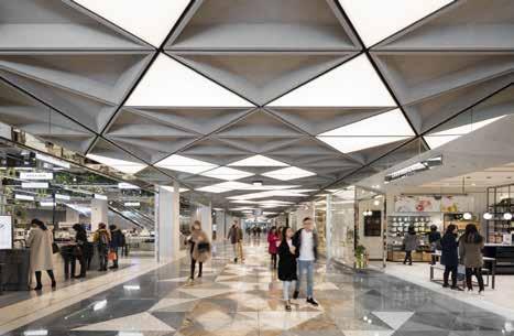 heritage, along with modernist and brutalist influences of the era throughout Canberra, the Monaro Mall interiors introduce light, luxuriousness, and connectivity.