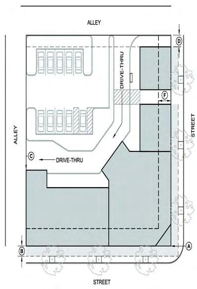 Table 6-23 Building Placement. Front build-to-line: The front façade of the building shall be placed at the back of the sidewalk. Encroachment over the sidewalk may be allowed for some frontage types.