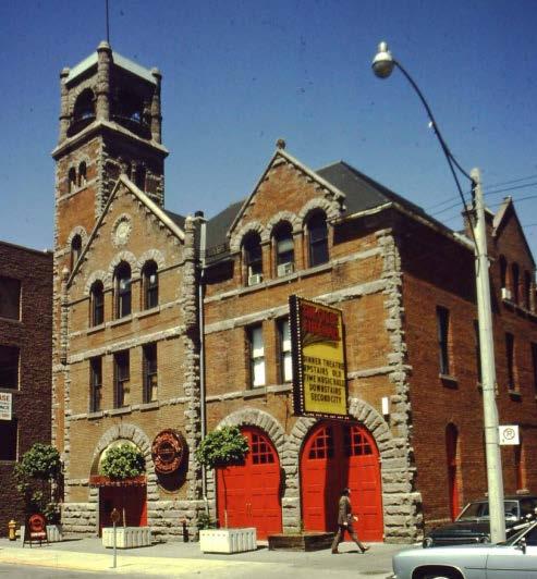 The Comstock Building and Fire Hall display Romanesque Revival detailing, complementing
