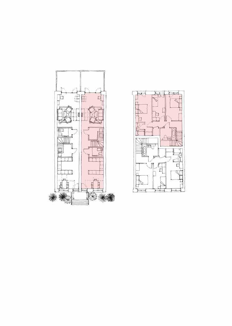 4.7. Maisonette layout The raised ground floor with semi basement car park below the south building provides the opportunity for steps up to the maisonettes which line the north-south streets in Plot