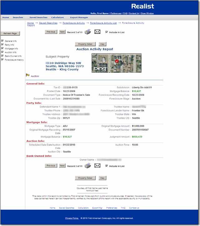16 View Foreclosure Details Auction Date & Time Original
