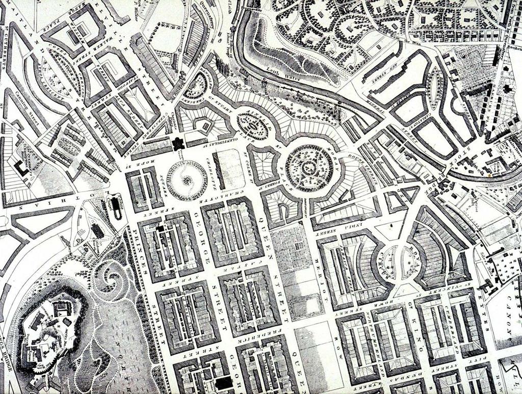 half-drowned or half-baked 25 Plan of the City of Edinburgh, 1820, updated to 1823 by John Wood: detail with James Craig s town