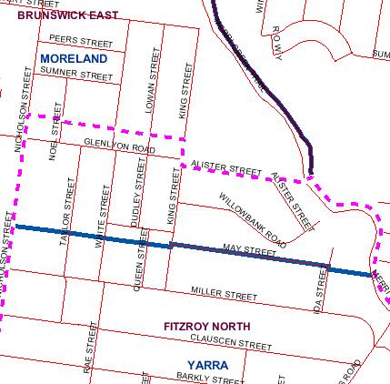 The Government Road that was called Westgarth Street West in Russell's 1854 map and then Brunswick Road, had become Holden Street, named after builder James Holden who was mayor of Fitzroy in 1881