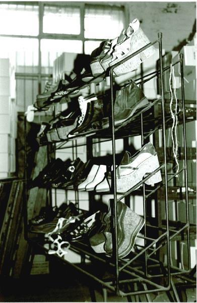 74 made in Fitzroy Finished shoes on steel rack, Sasha Shoes: photo, Birgit Nott, 1997. From the 1980 s onwards there was a huge decline in the number of clothing, textiles and footwear factories.