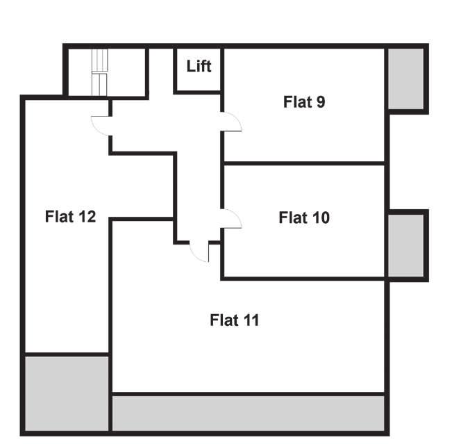Flat 9 50.4 m 2 / 8.64 x 3.45 m Bedroom 6.39 x 2.88 m Second floor Flat 10 50.4 m 2 / 8.64 x 2.92 m Bedroom 6.39 x 2.89 m These floor plans are for representation purposes only.