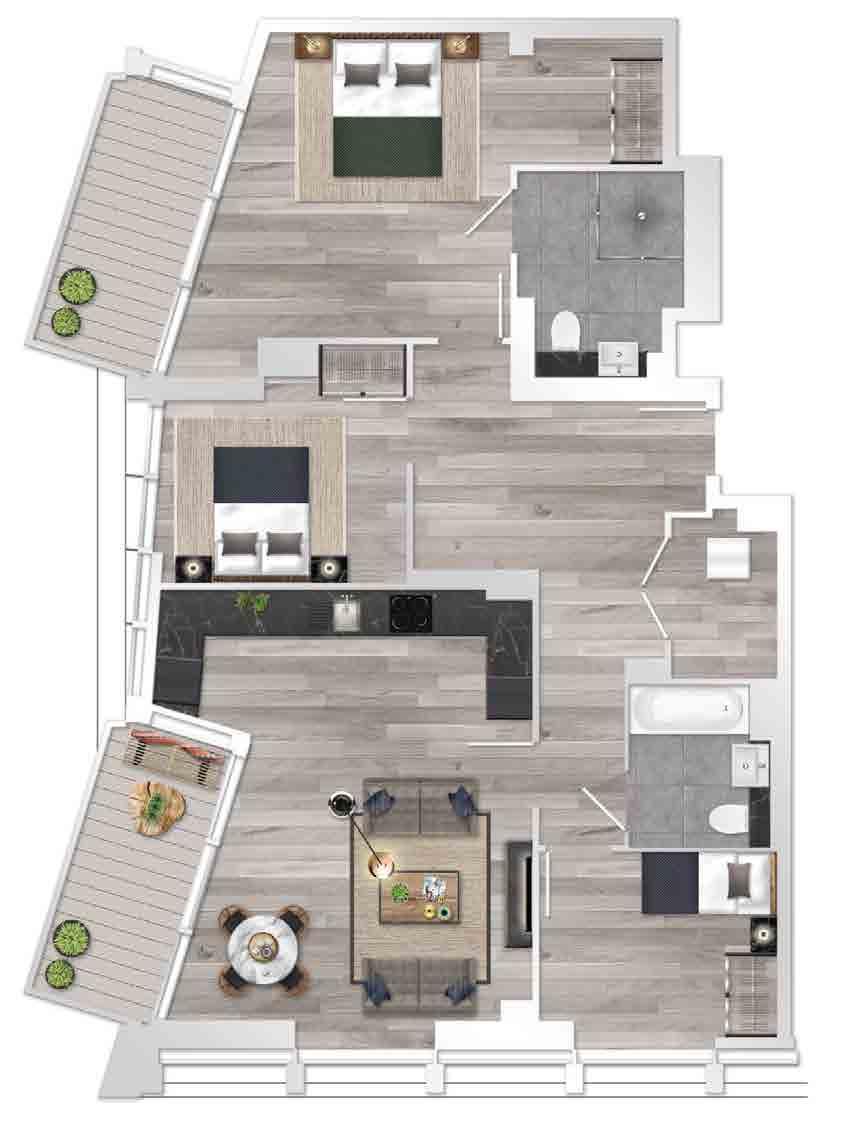 External area 14.0 sq.m. 151 sq.ft. inc kitchen 6.4 x 5.0m 20 12 x 16 5 Bedroom 1 4.