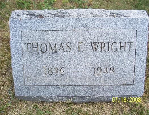 Burnett and * Thomas Emery Wright were married on 26 Jun 1899 in Webster, Monroe Co., NY. * Thomas Emery Wright was born on 12 Feb 1876 in Webster, Monroe Co., NY. He died on 7 Jul 1948 at the age of 72.