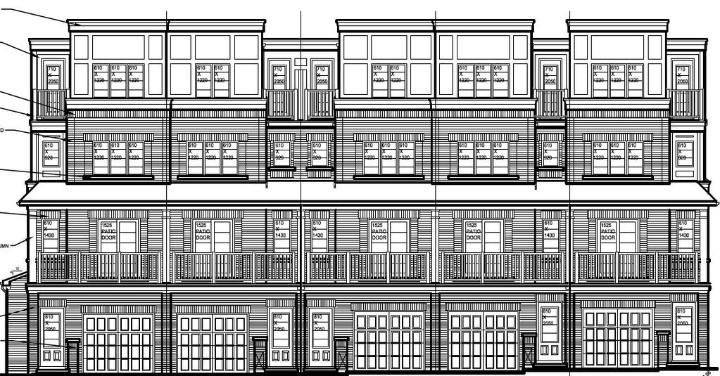 storeys, 10.5 metres Stacked Townhouses - 150 Windfields Drive 170 units of stacked townhouses, between 3 and 4 storeys high, just west of the RioCan Commercial Hub.