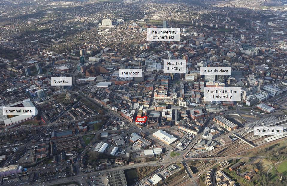 LOCATION Matilda Street is located in the south west of Sheffield s city centre, within five minutes walk from the retail and leisure core around Fargate and the newly developed area the Moor.