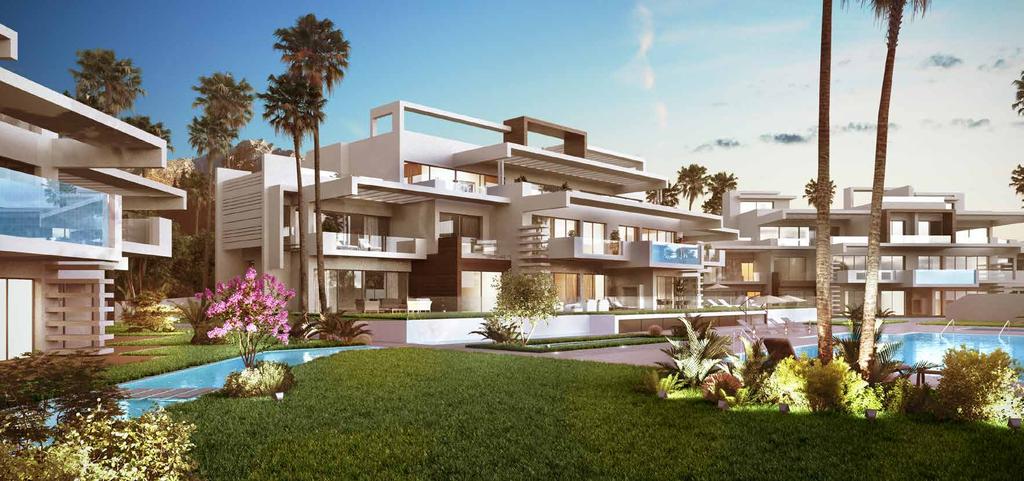21st century five-star deluxe living Landscaped gardens surround the properties to create a private oasis walking distance from the Mediterranean.