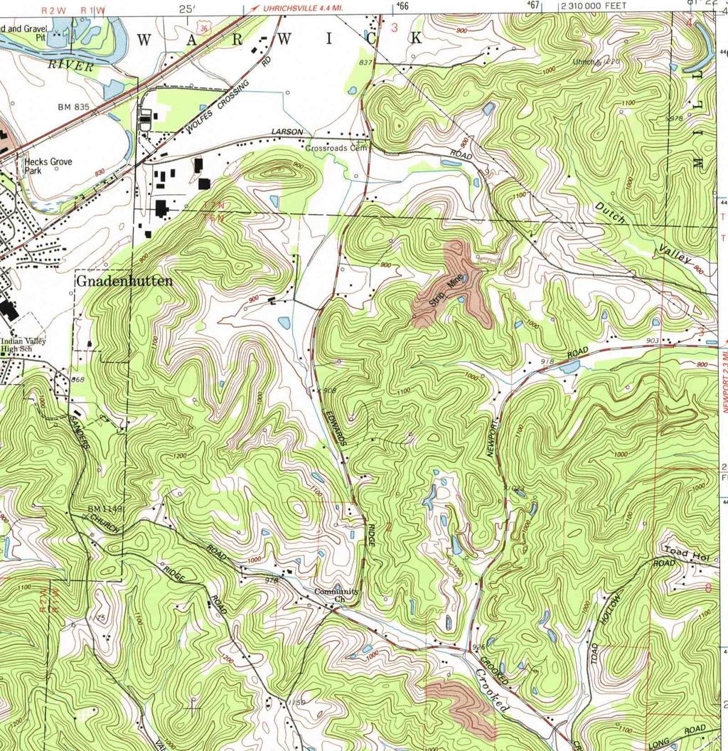 Historical Topographic Map N ADJOINING QUAD NAME: GNADENHUTTEN MAP YEAR: 1993 SERIES: 7.