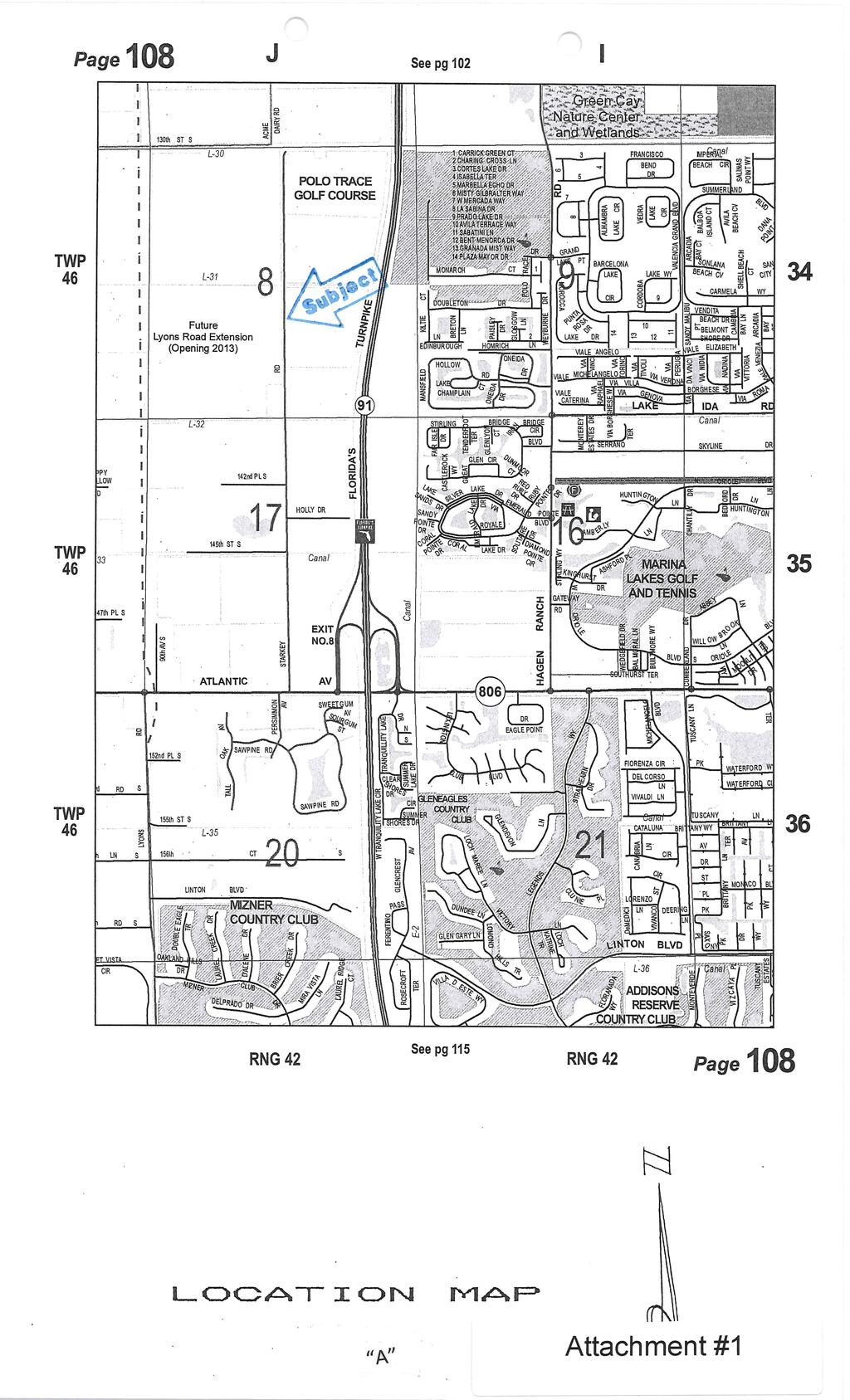 Page 108 : J See pg 102 130th _SJ S_ L-30 POLO TRACE GOLF COURSE 46 34 L-31 Future Lyons Road Extension (Opening 2013) Cl a:: DR Cl) PY LOW ii: 142nd PL S. 0.