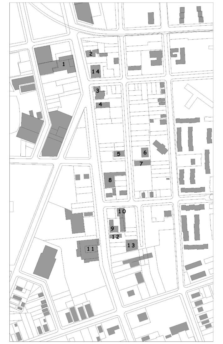 Existing plan of remaining buildings and