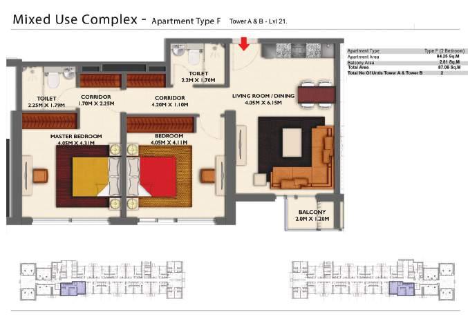 2 BEDROOM TYPE F APARTMENT - TYPICAL FLOOR PLAN GROUND FLOOR PLAN ELEVATORS + LOBBY PARKING EXIT RESIDENCES TOWER A RETAIL LIFT LOBBY TO PODIUM MALL ENTRANCE ELEVATORS + LOBBY Q RESIDENCES TOWER B