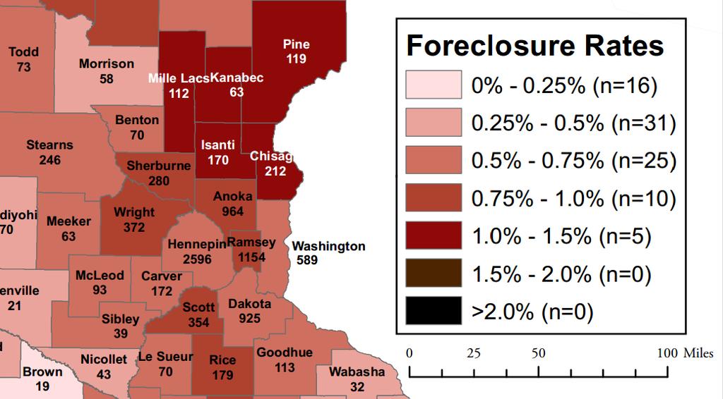 Metro Foreclosure Rates Number of foreclosed
