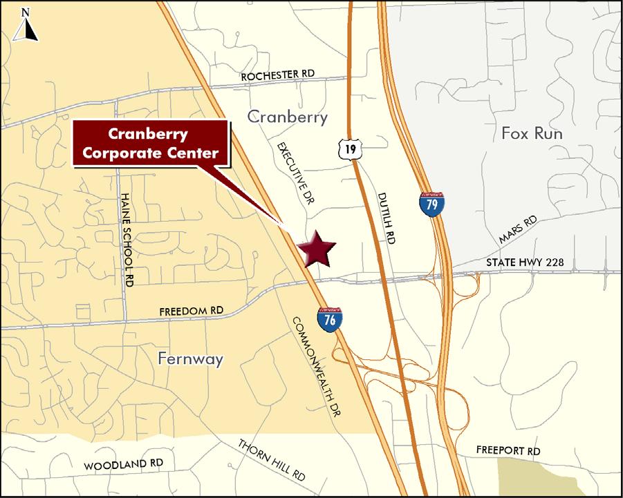 The Location Situated just across the Allegheny County border in Butler County, Cranberry Corporate Center is conveniently located less than 1 mile from the Rt. 228/Cranberry Township Exit of I-79.