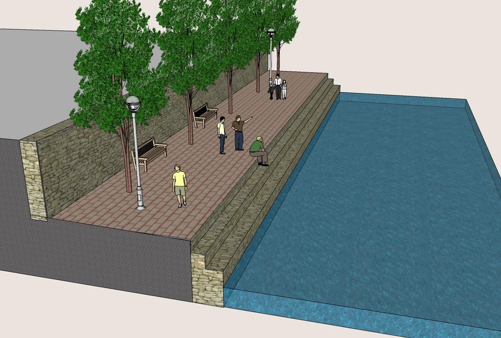 PHASE ONE: FLOOD WALL AND RIVER WALK OPTION 2 Stepped Edge
