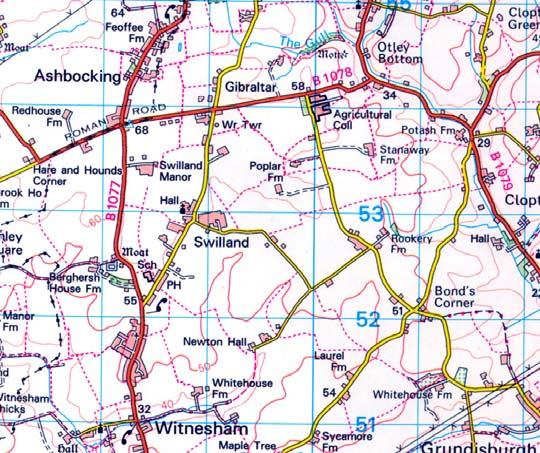 Having gone through Witnesham take the turning on the right towards Swilland.