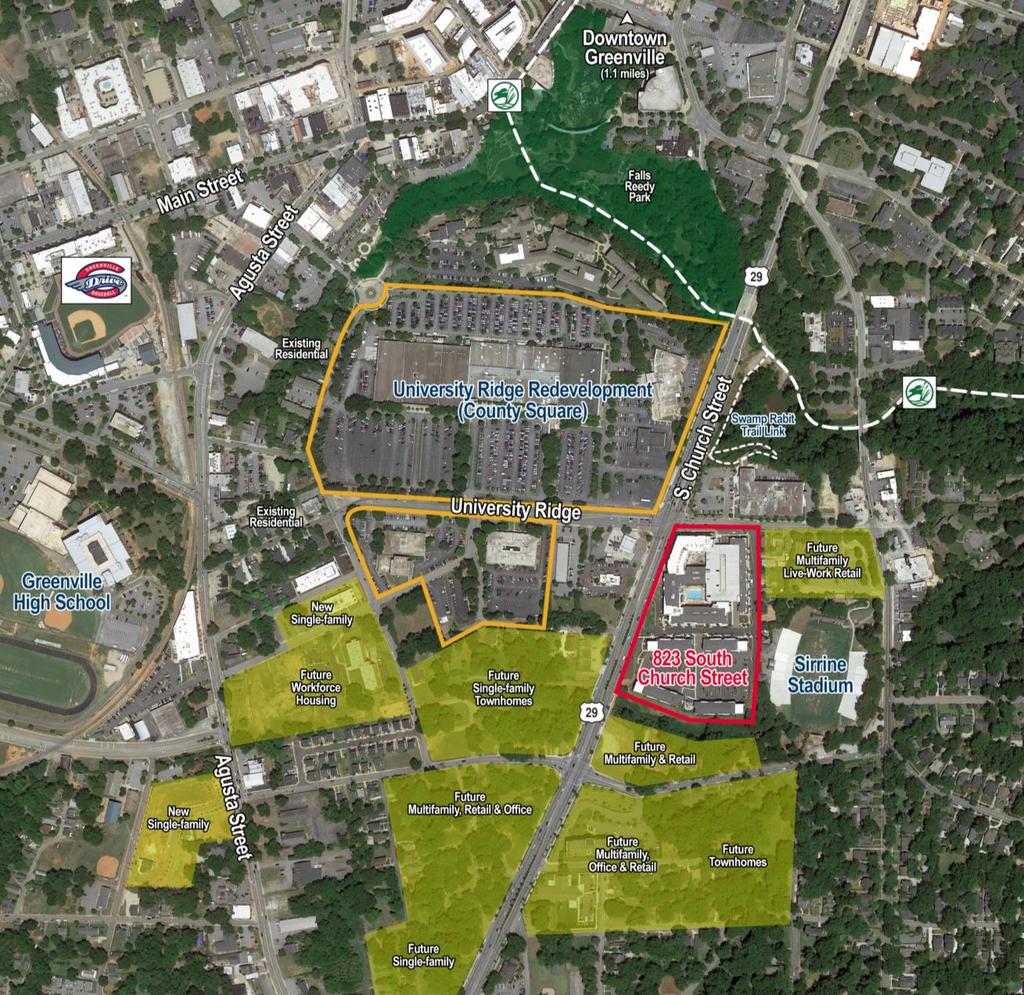 Built-in Customer Base Surrounds : Swamp Rabbit Trail & University Ridge Development Have Economic Impact Swamp Rabbit Trail 19.9 MILES connects Travelers Rest and the city of Greenville $6.