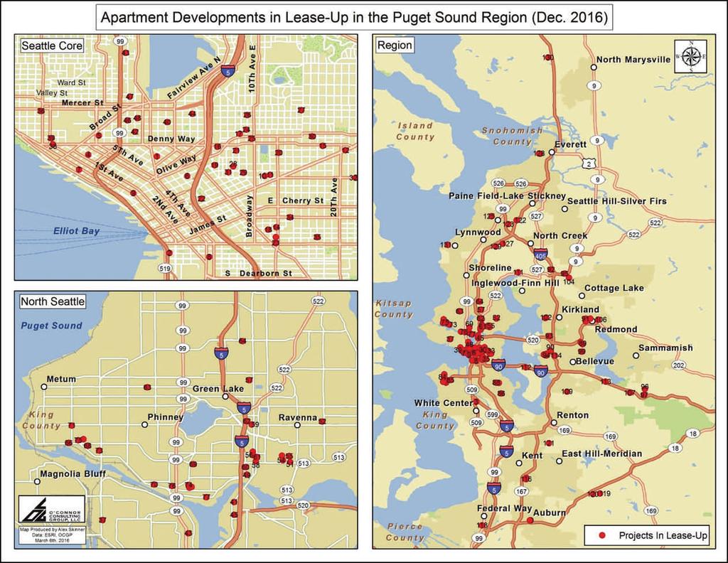 Map of Apartment Projects That Entered Lease-Up in December 2016 The following map is of the Seattle-Bellevue-Everett MD that consists of every apartment project that had units in lease-up at the end