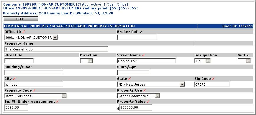 Add a Property Management Contract Add a Property Management Contract (Continued) Add a Commercial Property Management Transaction This form contains three sections.