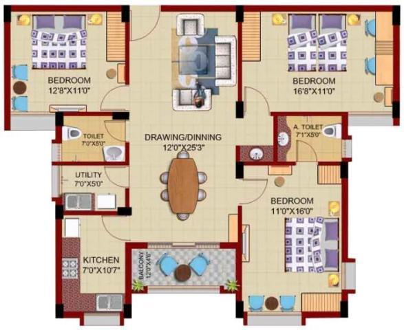 Typical Floor Plan Type : D Living Option