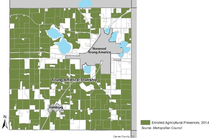 AGRICULTURAL PRESERVE has a high participation rate in the Agricultural Preserve Program. As of 2014, approximately 13,616 acres (64%) of the land within the Township is entered in the program.