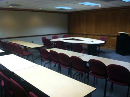 just the right room for your next seminar, presentation or training session. The setup is also ideal for a guest speaker or staff meeting spot.