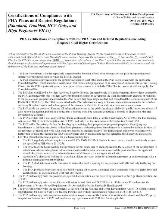 Draft 2018 PHA Plan TX001v001 Page 52 of 78 form