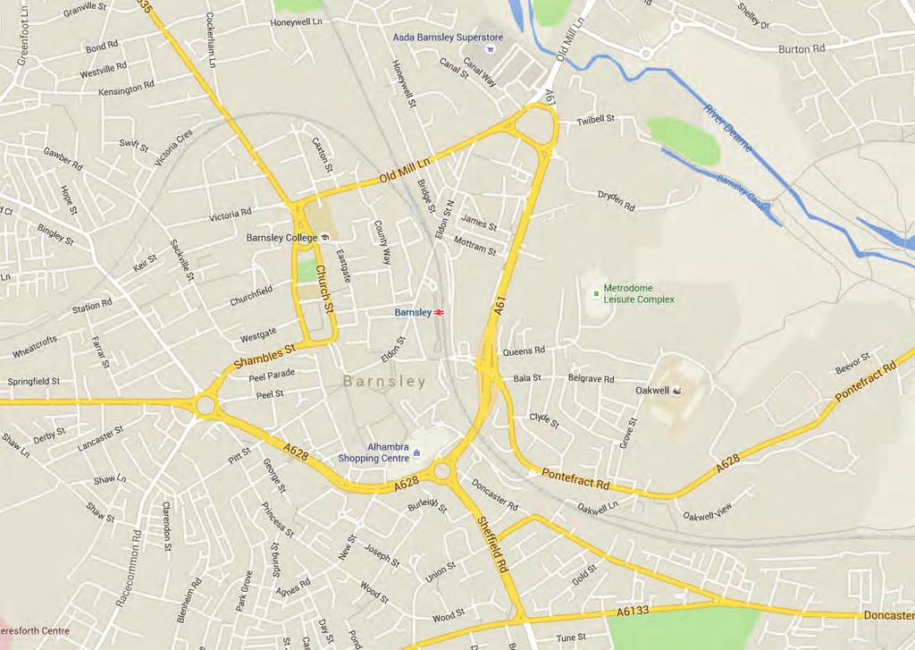 REGENT HOUSE & BARNSLEY 7 11 1 University Campus Barnsley 0.08 miles Leeds 2 Barnsley Town Hall 0.