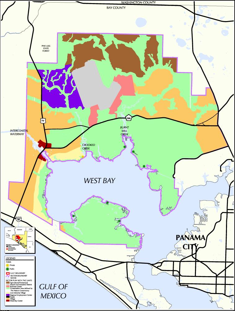 St. Joe Company has submitted a Preliminary Planned Unit Development (PUD) Development Plan called West Bay Landing covering 1,115 acres in the southeastern portion of the West Bay DSAP to the county