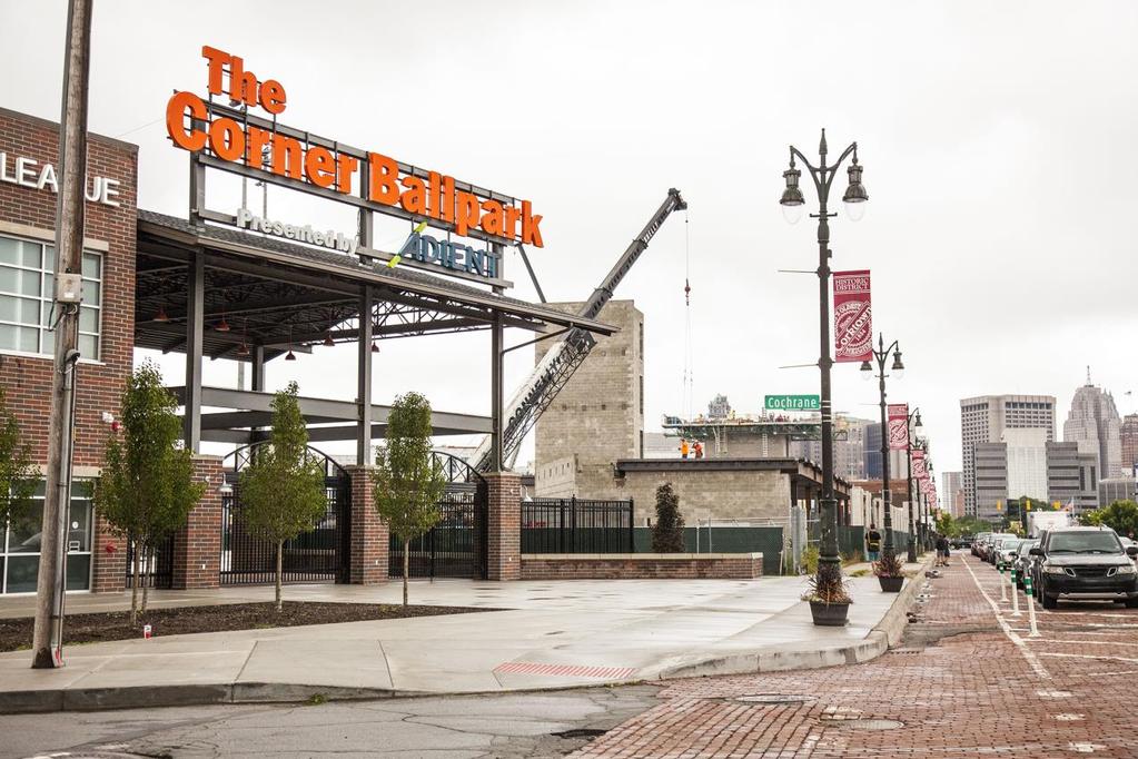THE CORNER MICHIGAN & TRUMBULL $33M redevelopment of the former Tiger Stadium site, will feature a brand new four-story building with 102 residential units and 30,000 sq ft of retail space at the