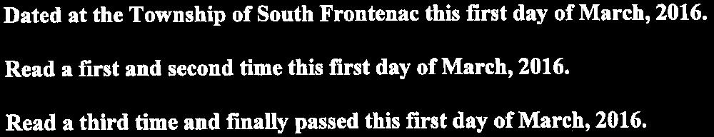 WHEREAS a Condominium Agreement has been prepared to fhe satisfaction of the Township of South Frontenac and the Owner; NOW THEREFORE THE CORPORATION OF THE TOWNSHIP OF SOUTH FRONTENAC BY FTS
