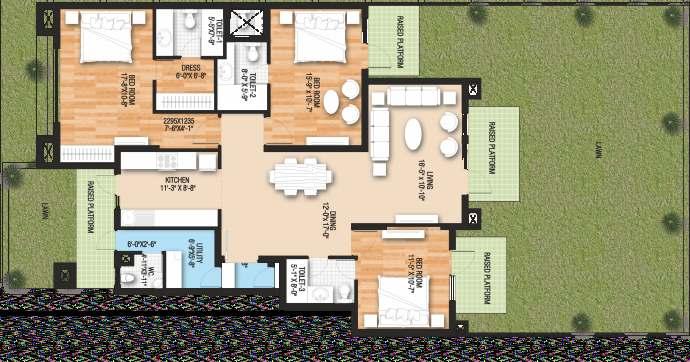 PLANS Ground Floor Saleable Area : 2175 sq. ft. Lawn : 1156 sq.