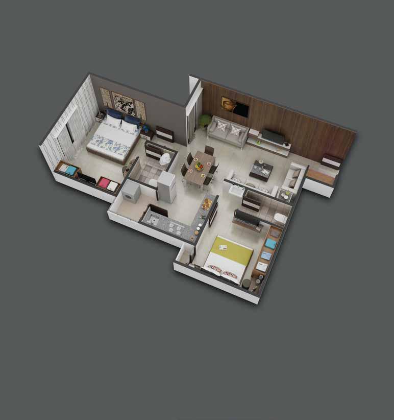 TYPE A 2 BHK, 1045 Sq. Ft.