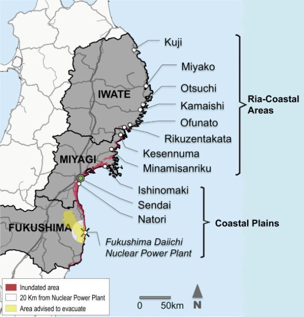 1. Transitional Shelter [Regional situation] Ria coastal areas: lack of buildable land near the coast Coastal plains: more available land, dominated by Sendai city Towns in Fukushima: residents