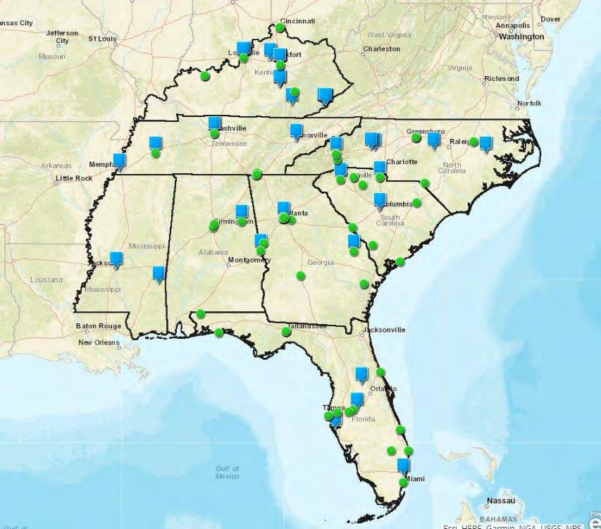 EPA REGION 4 BROWNFIELDS SUCCESS STORIES Brownfields Success Stories (blue pushpin) and FY08- FY17 Completed Cleanups (green dot) highlight the accomplishments of EPA Brownfields grantees in EPA