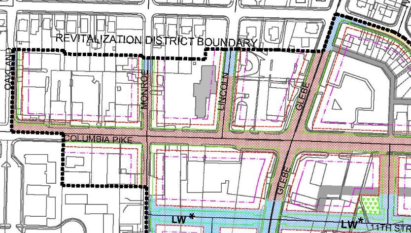 The Regulating Plan (map) and Building Envelope Standards: The Columbia Pike Form Based Code Town Center Regulating Plan specifies which Building Envelope Standard (BES) applies to each property, and