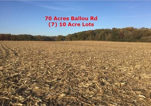 70 AC BALLOU RD LOTS For more information contact: 1-815-741-2226 mgoodwin@bigfarms.com Goodwin & Associates Real Estate, LLC is an AGENT of the SELLERS.