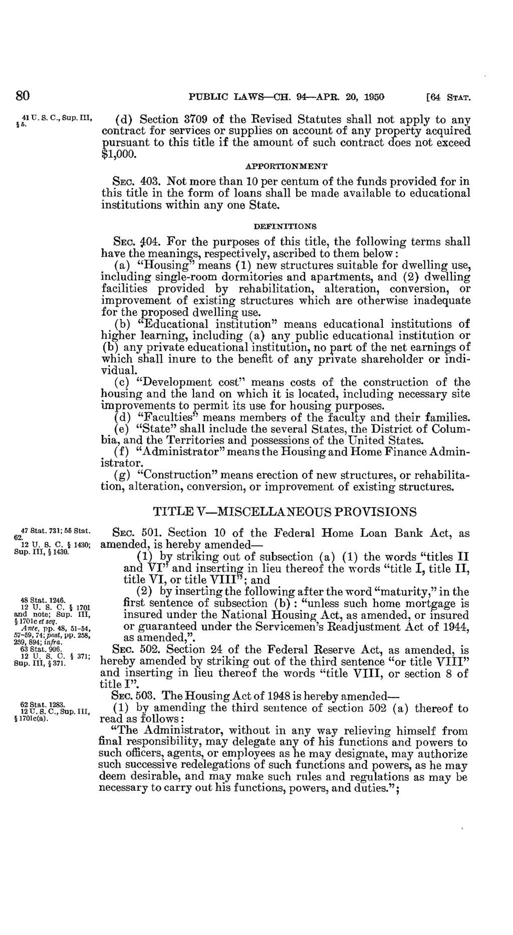 80 4115. S. C., Sup. III, is. PUBLIC LAWS-CH. 91 APR. 20, 1950 [64 STAT.