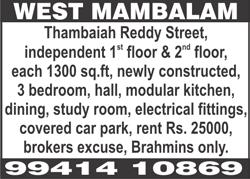 WEST MAMBALAM, Balakrishnan Street, deluxe flat, multi- storied building, spacious bedroom, hall, kitchen, balcony, 570 sq.ft, luxurious woodwork, car park, 15 years old, price Rs.
