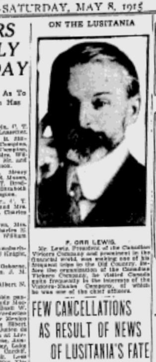 BARONETS to CANADIANS by the BRITISH GOVERNMENT after 1919 (Bt) 30/12/1919+ ORR-LEWIS, Frederick Orr President of Lewis Bros. Ltd.
