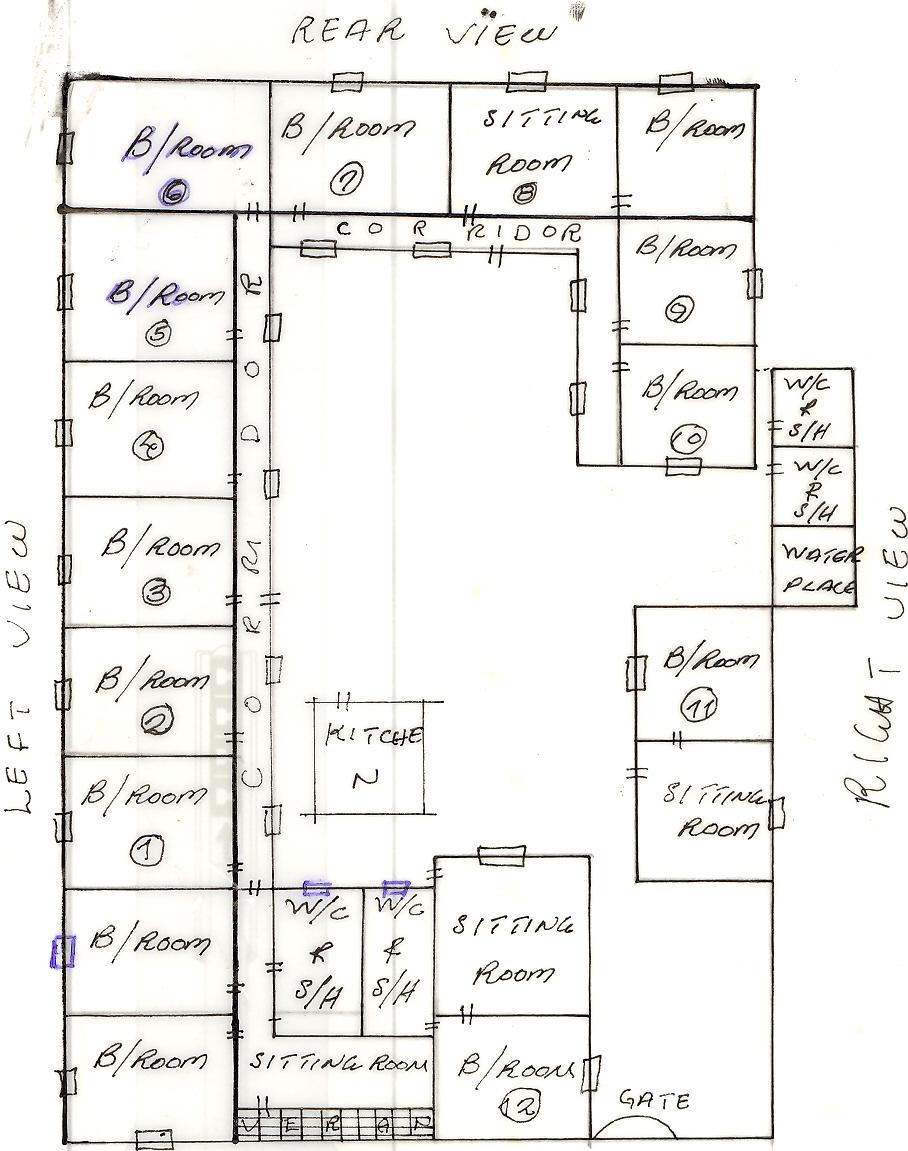 space. The discussions between them often concern the landlord and the other tenants. Figure 3.1. A drawing of the house where I lived.