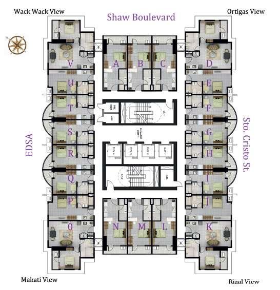 Key Floor Plan 1 For floors: 6 th, 8 th, 10 th, 12 th, 15 th,