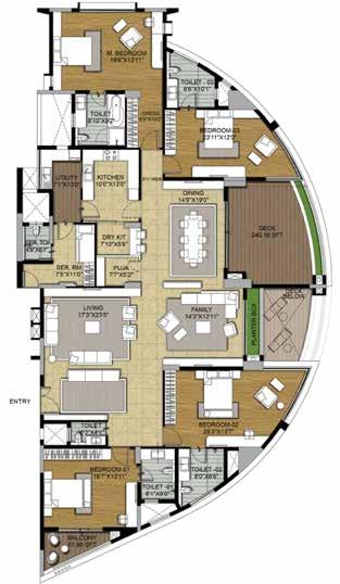 TYPICAL UNIT PLAN 4-Bedroom Unit SPECIFICATIONS 3 2 A 1 KEY PLAN B N COMMON AREAS Waiting Lounge / Reception / Lift Lobby: Imported marble flooring RESIDENCES Living / Dining / Family Lounge: