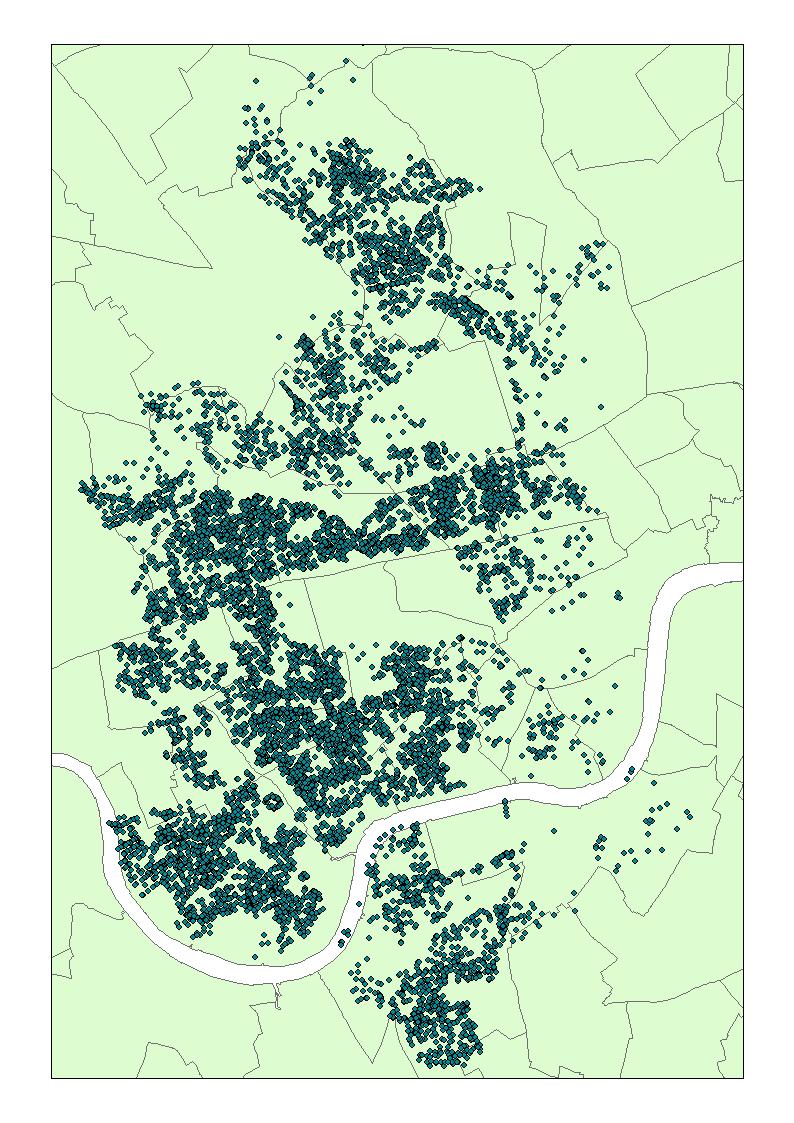 Figure 1.2: Observations in the JDW Dataset Notes: Property addresses were geocoded using Google Maps. (a) Sales (b) Rentals refers to the same property and occurs within one month is excluded.