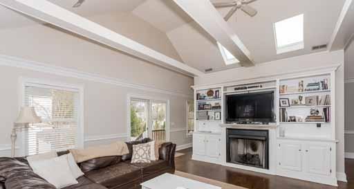 w/beams Gas Fireplace Over-Sized Window to
