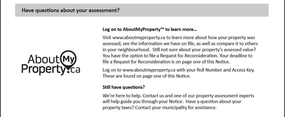 2016 PROPERTY ASSESSMENT NOTICE Have questions